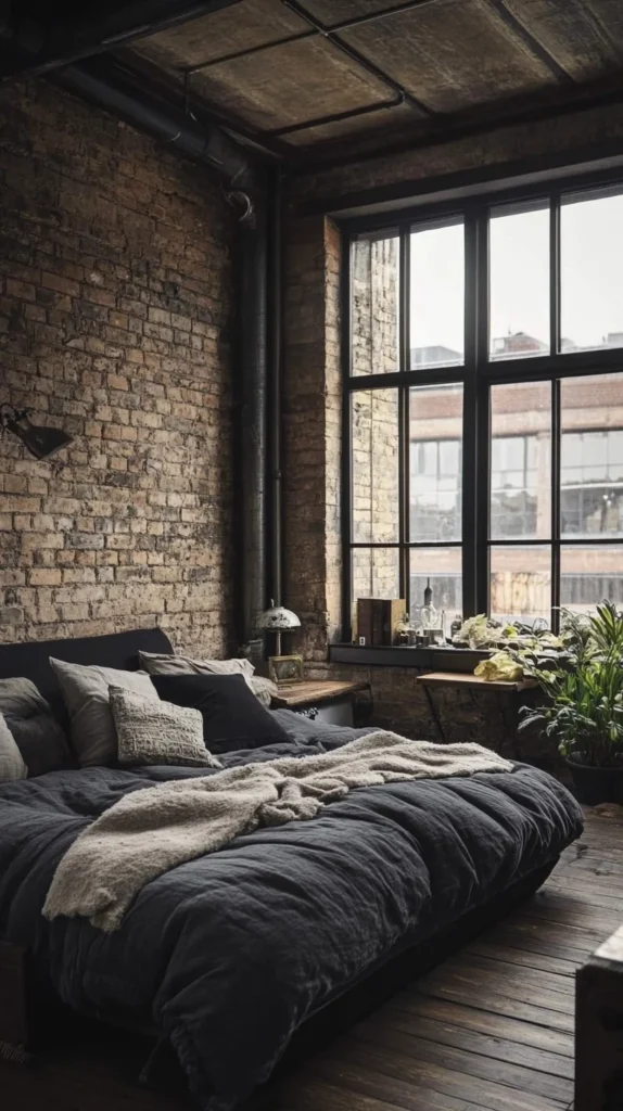 Industrial Bedroom with a Chic Edge
