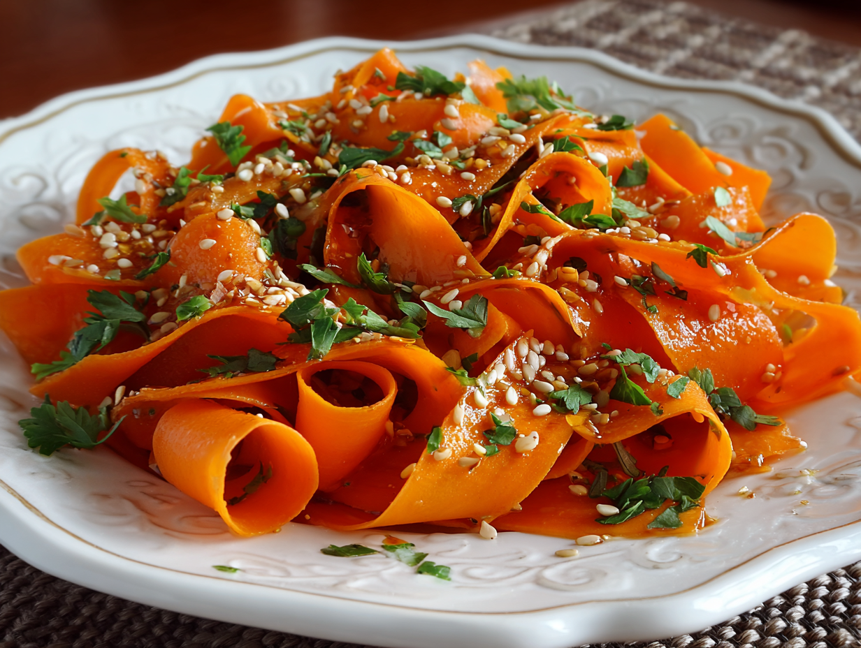 Honey Sesame Carrot Ribbon Salad recipe