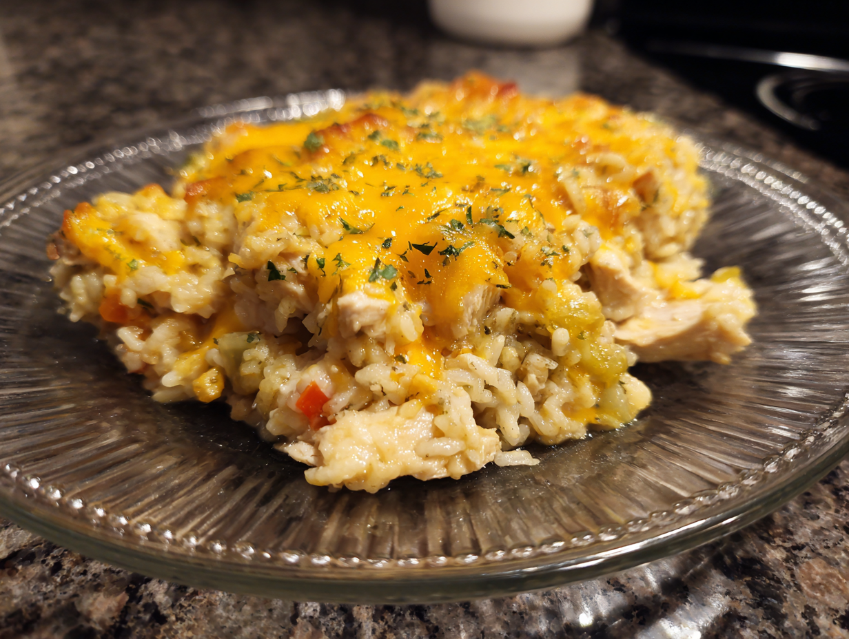 Cheesy Chicken and Rice Casserole recipe