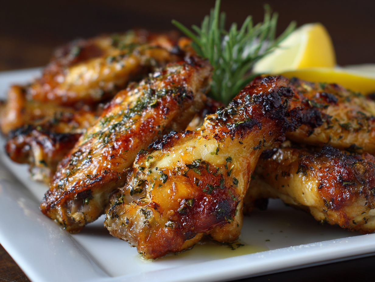 Oven Roasted Chicken Wings with Garlic and Herbs Recipe