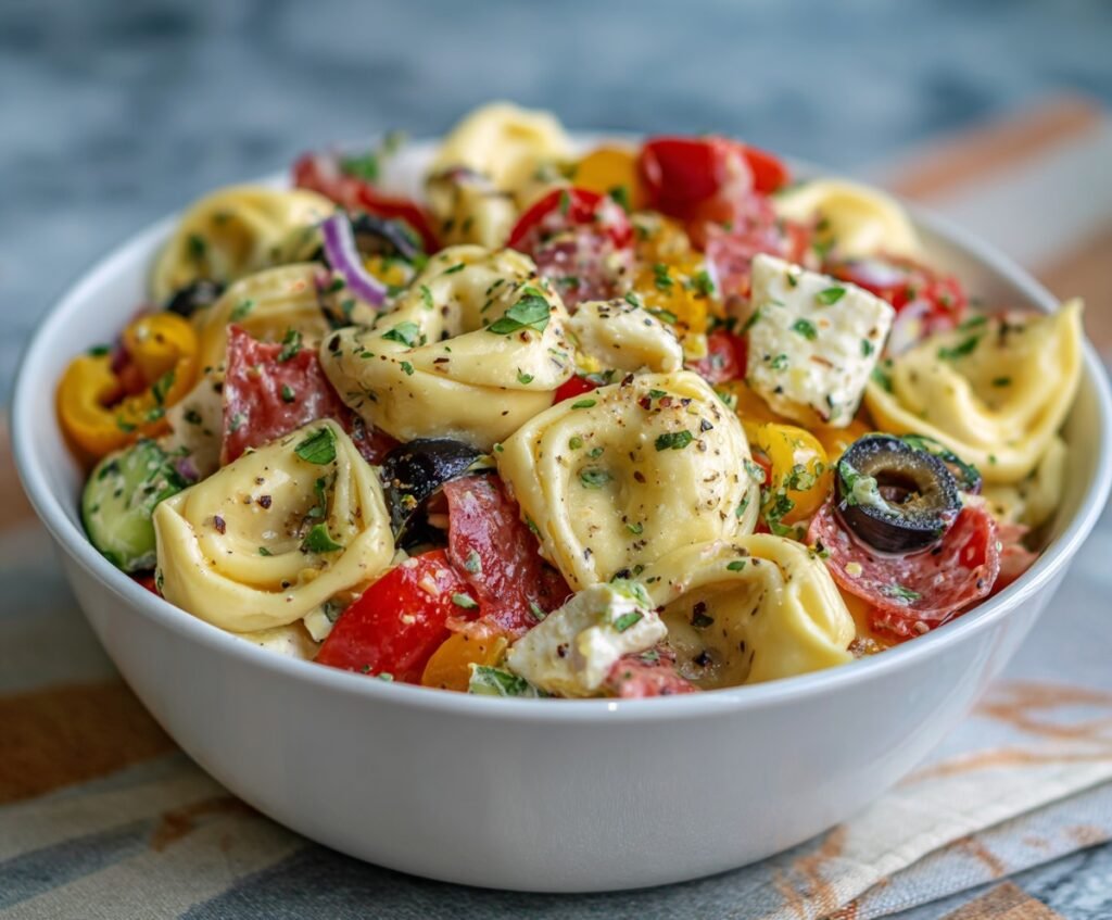 Delicious Italian Tortellini pasta salad