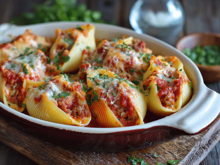 Meat and Cheese Stuffed Shells recipe