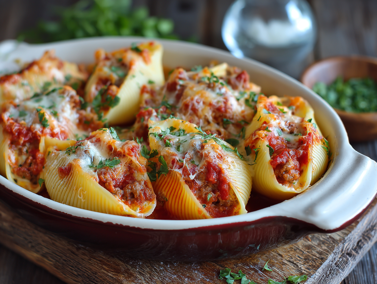 Meat and Cheese Stuffed Shells recipe