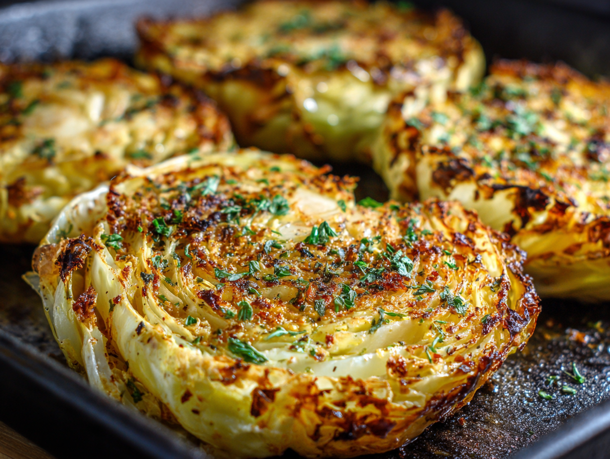 Oven Roasted Garlic Cabbage Steaks Recipe