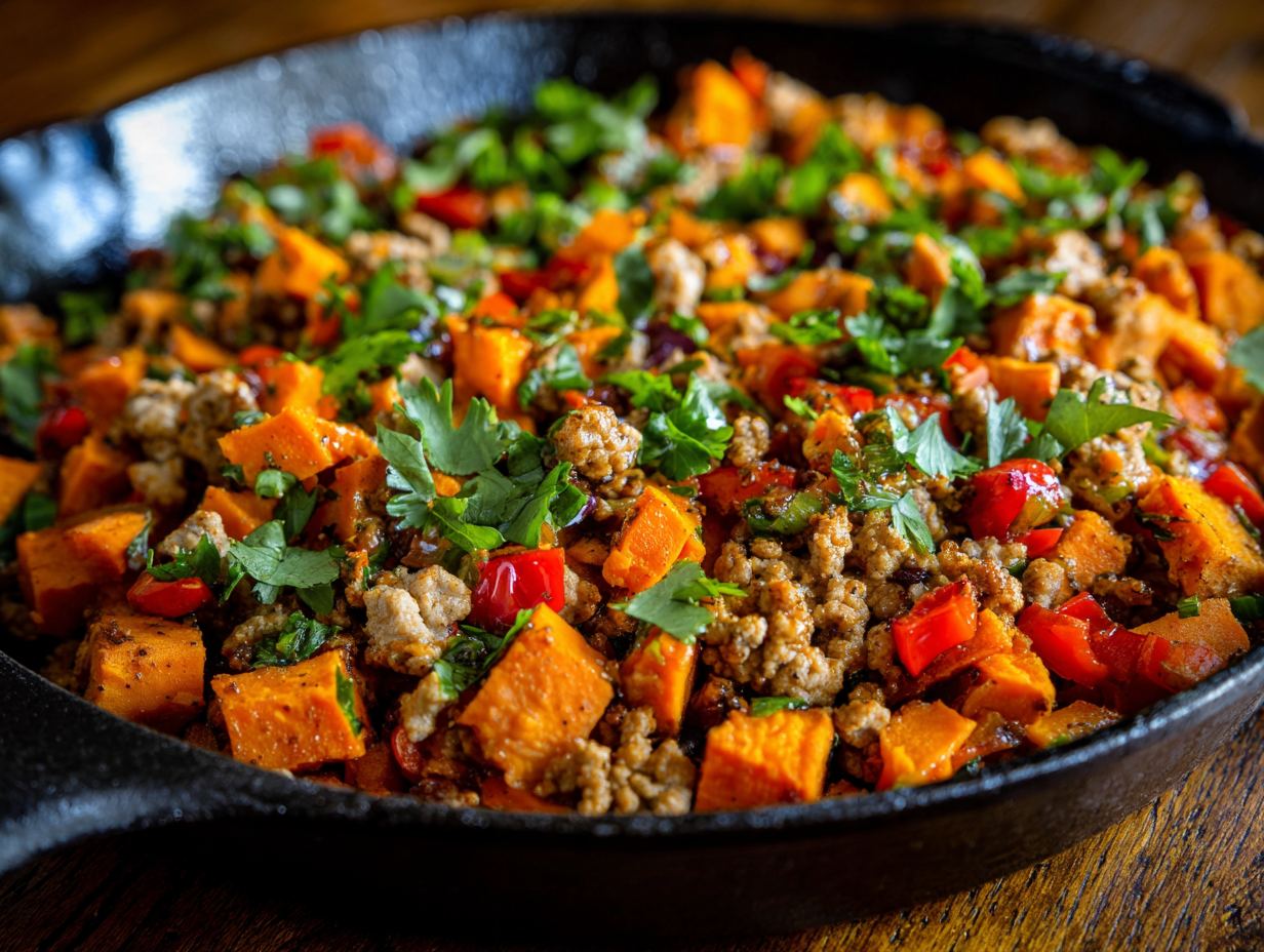 ground turkey sweet potato skillet