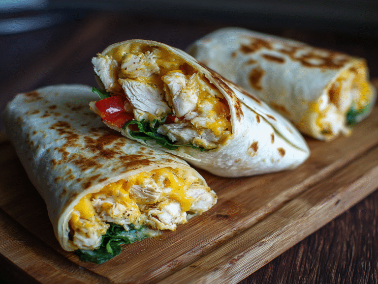 cheesy garlic chicken wraps