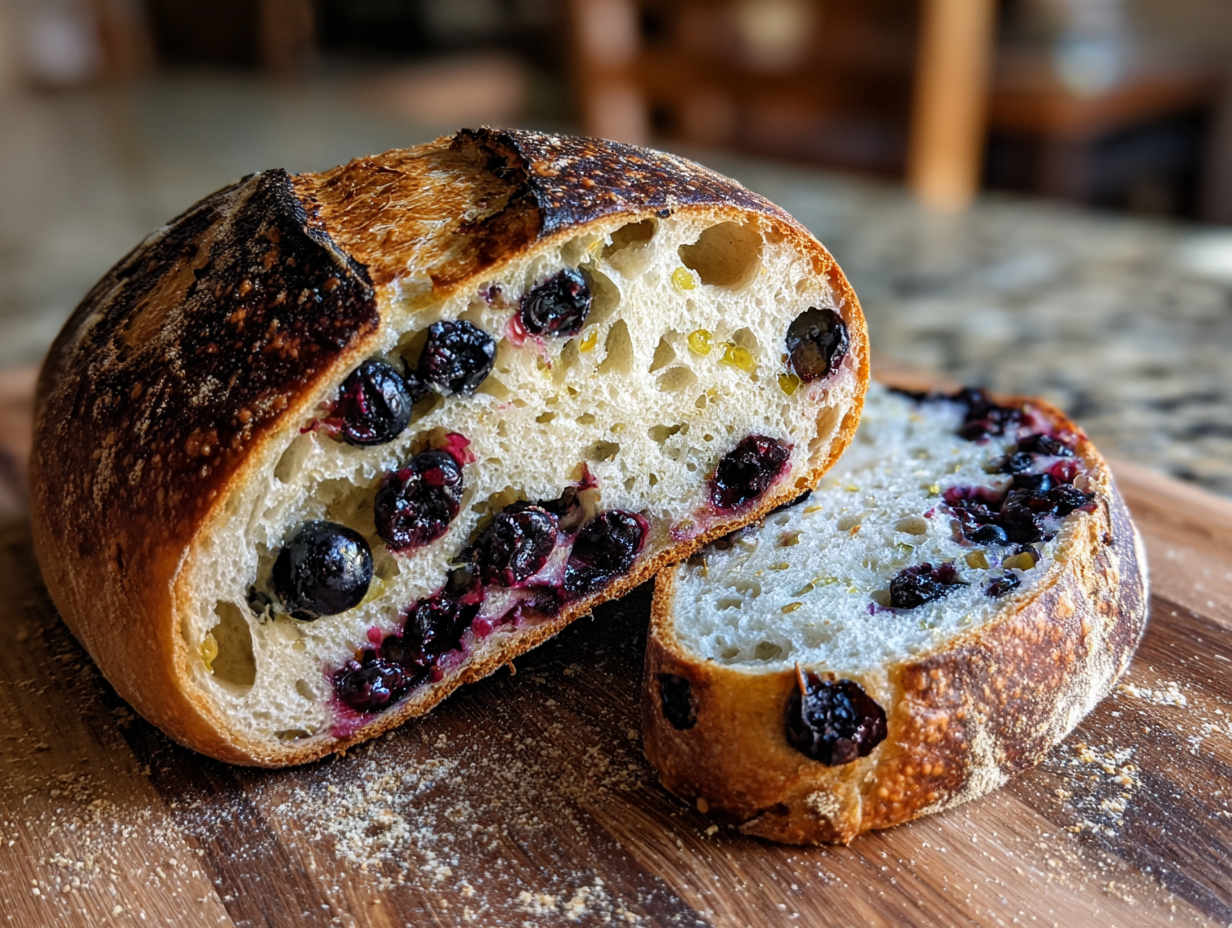 lemon blueberry sourdough bread