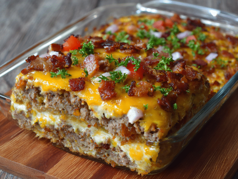 Low-Carb Bacon Cheeseburger Casserole Recipe
