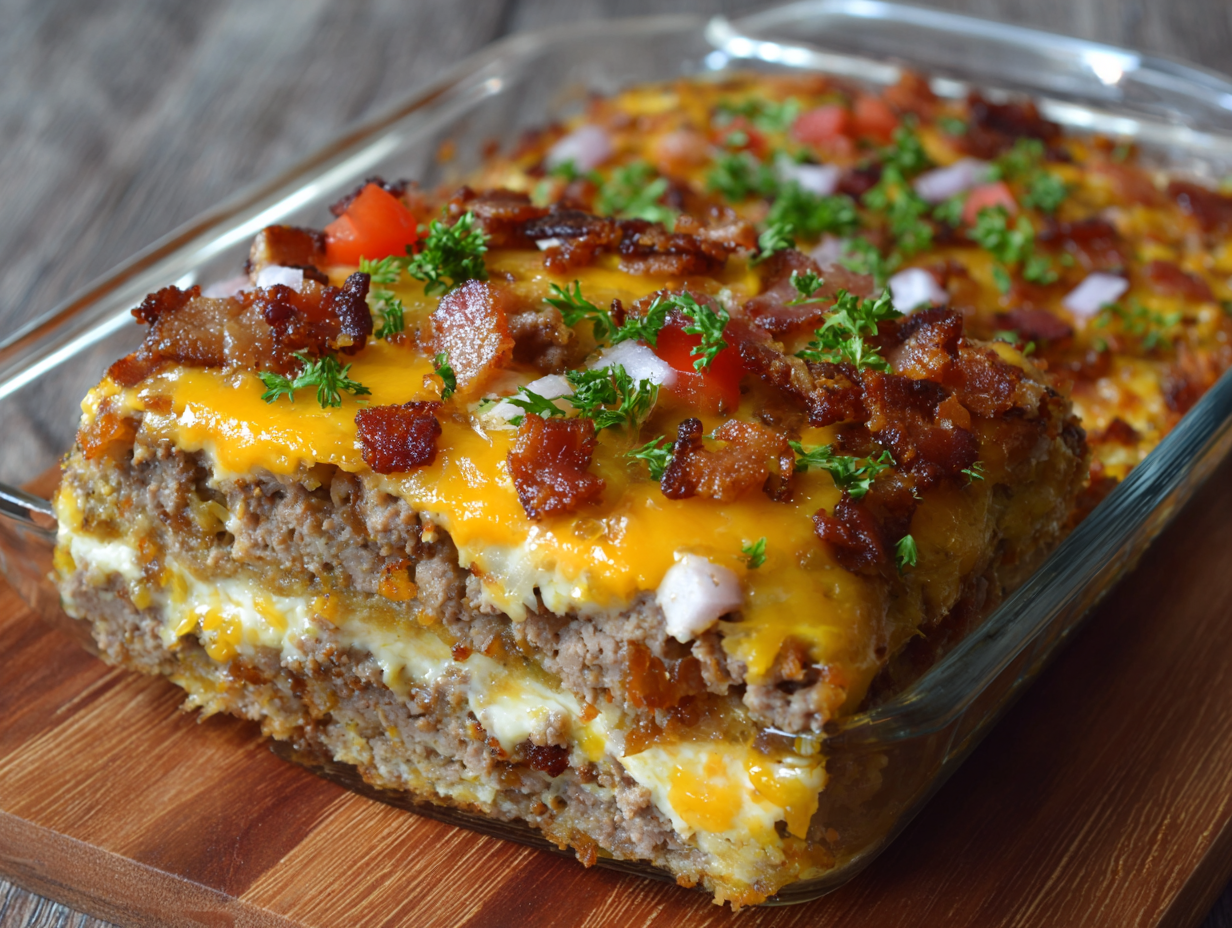 Low-Carb Bacon Cheeseburger Casserole Recipe