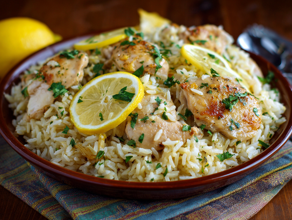 slow cooker lemon herb chicken rice