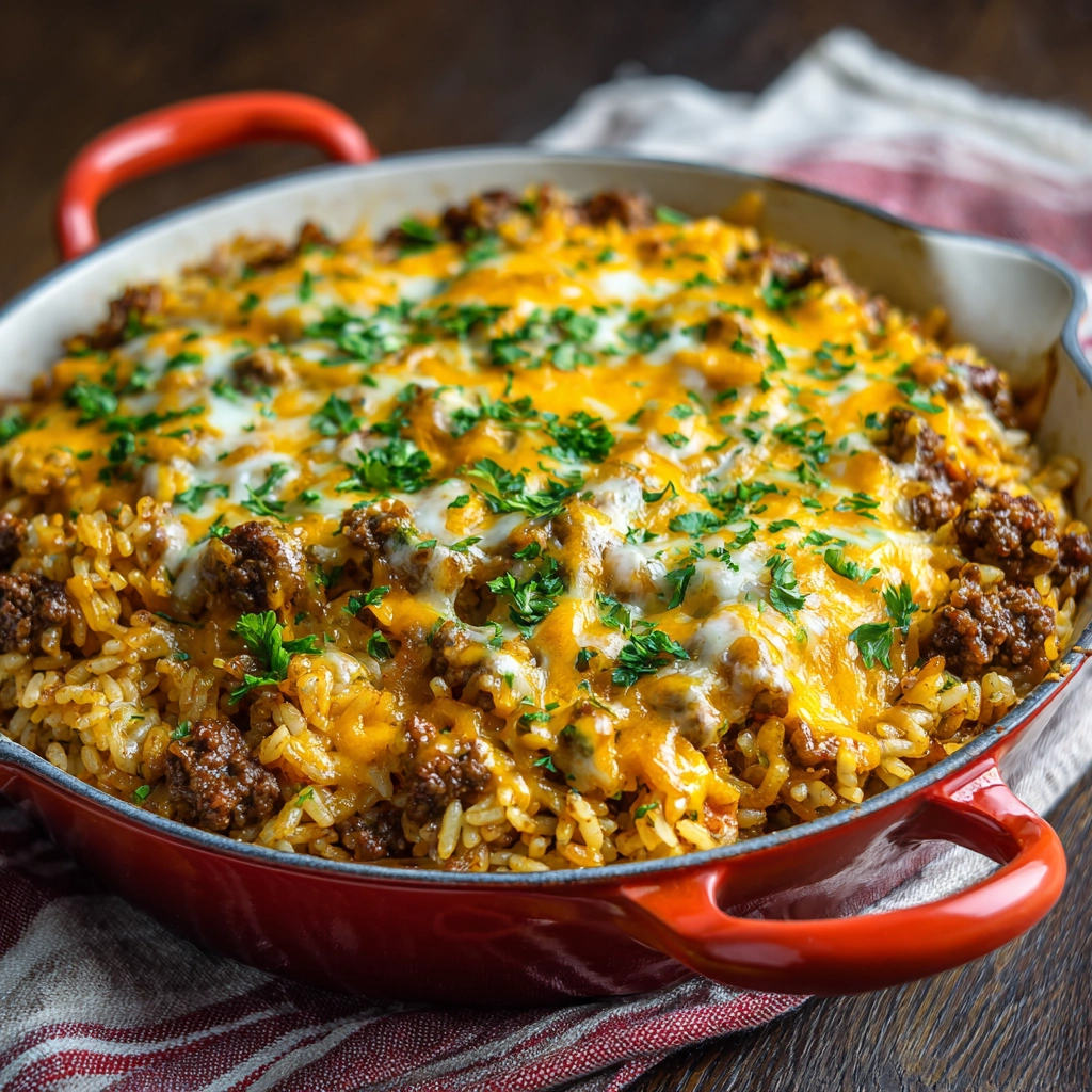 cheesy beef and rice casserole