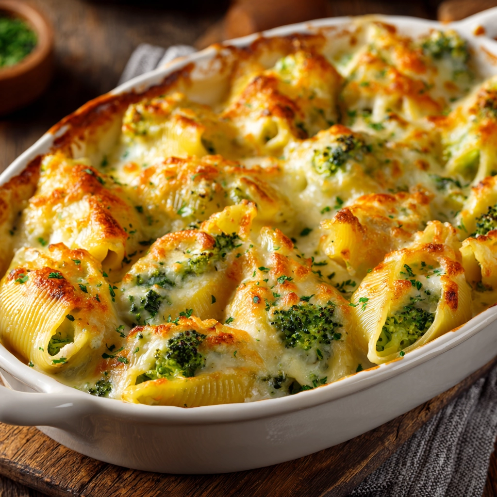 cheesy chicken broccoli stuffed shells