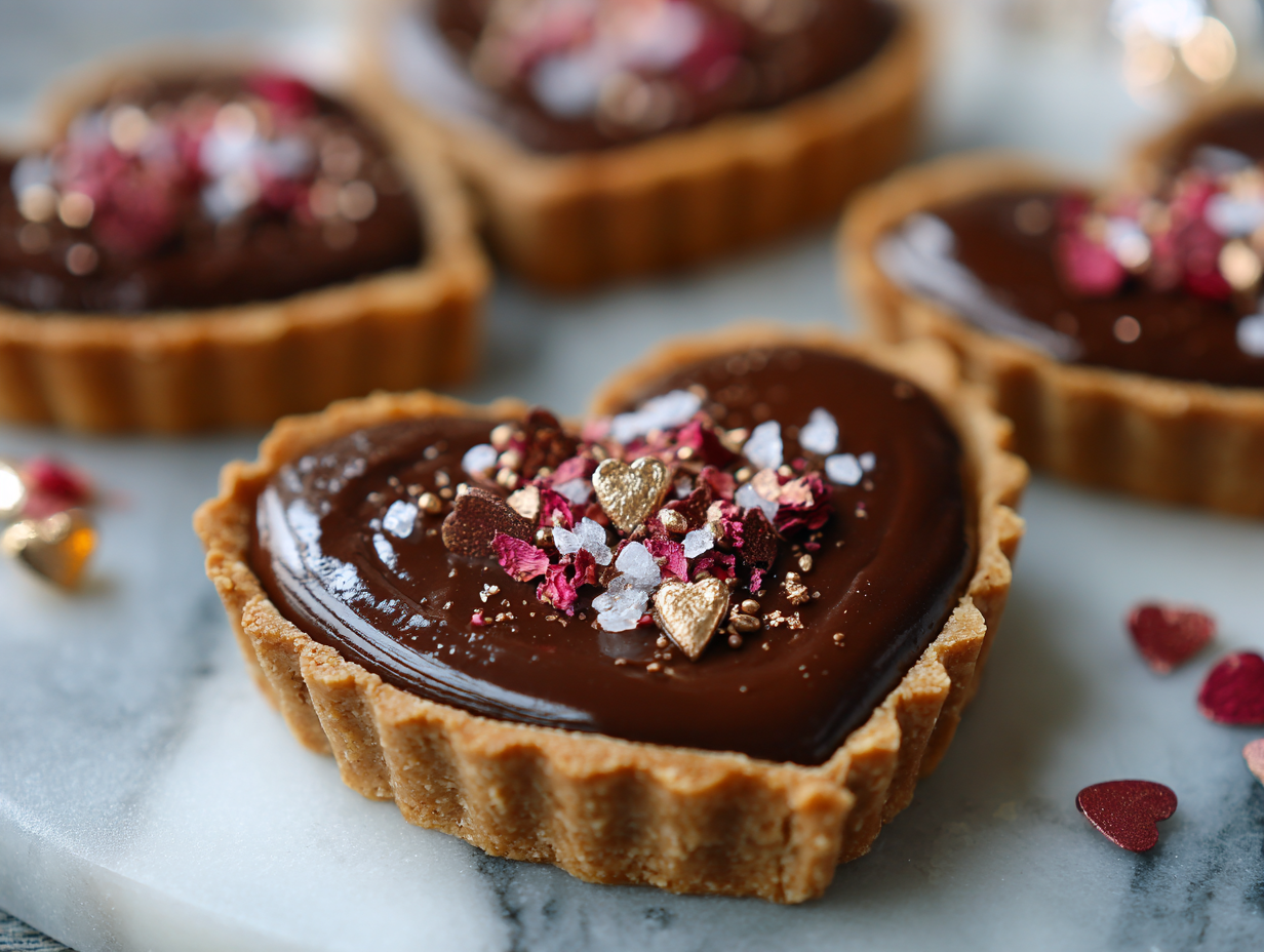 chocolate cream heart tarts