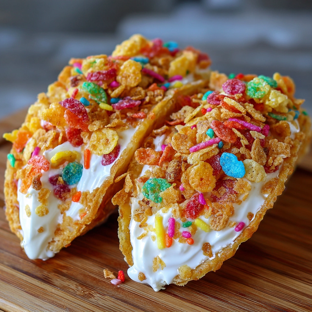 fruity pebbles cheesecake tacos