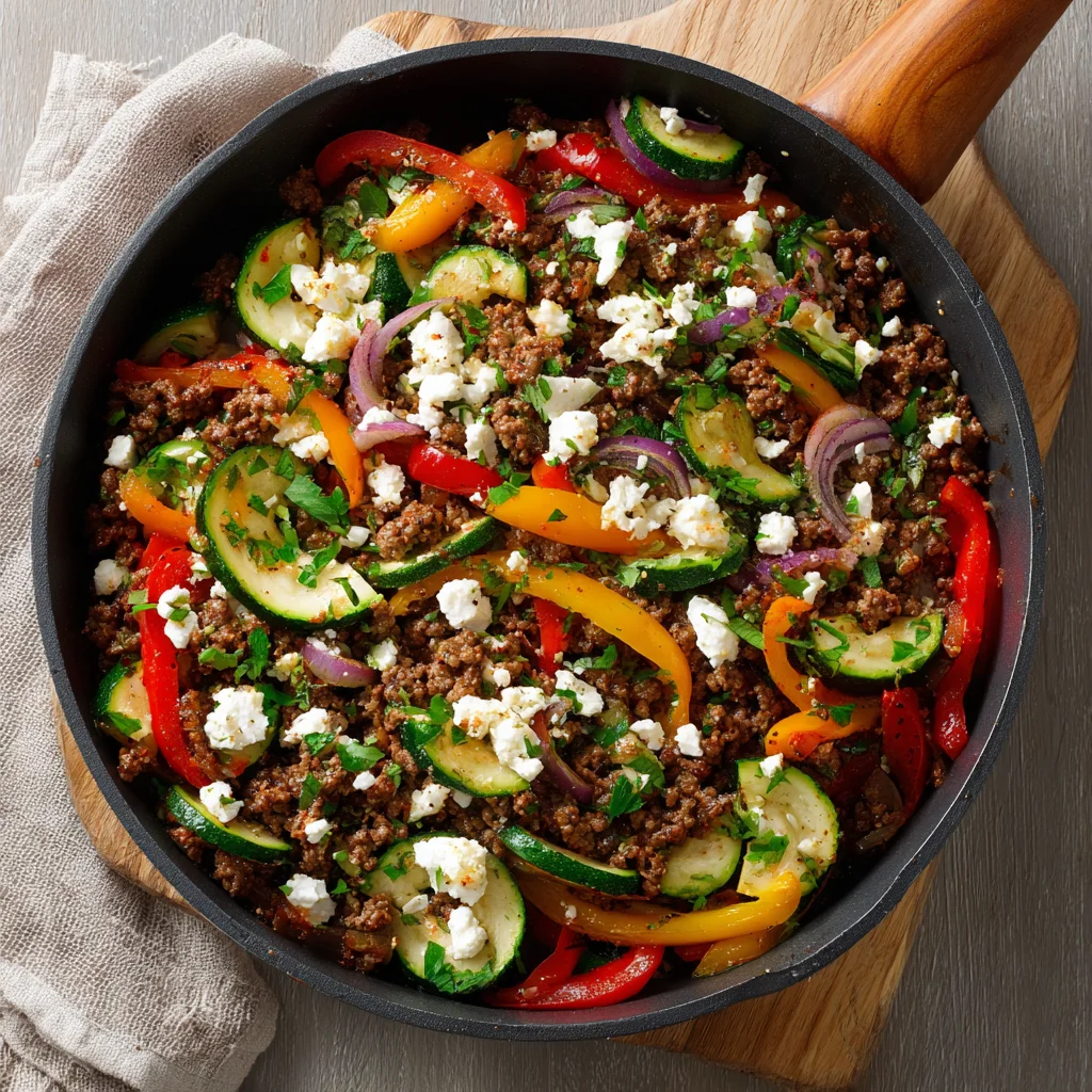 mediterranean ground beef stir fry