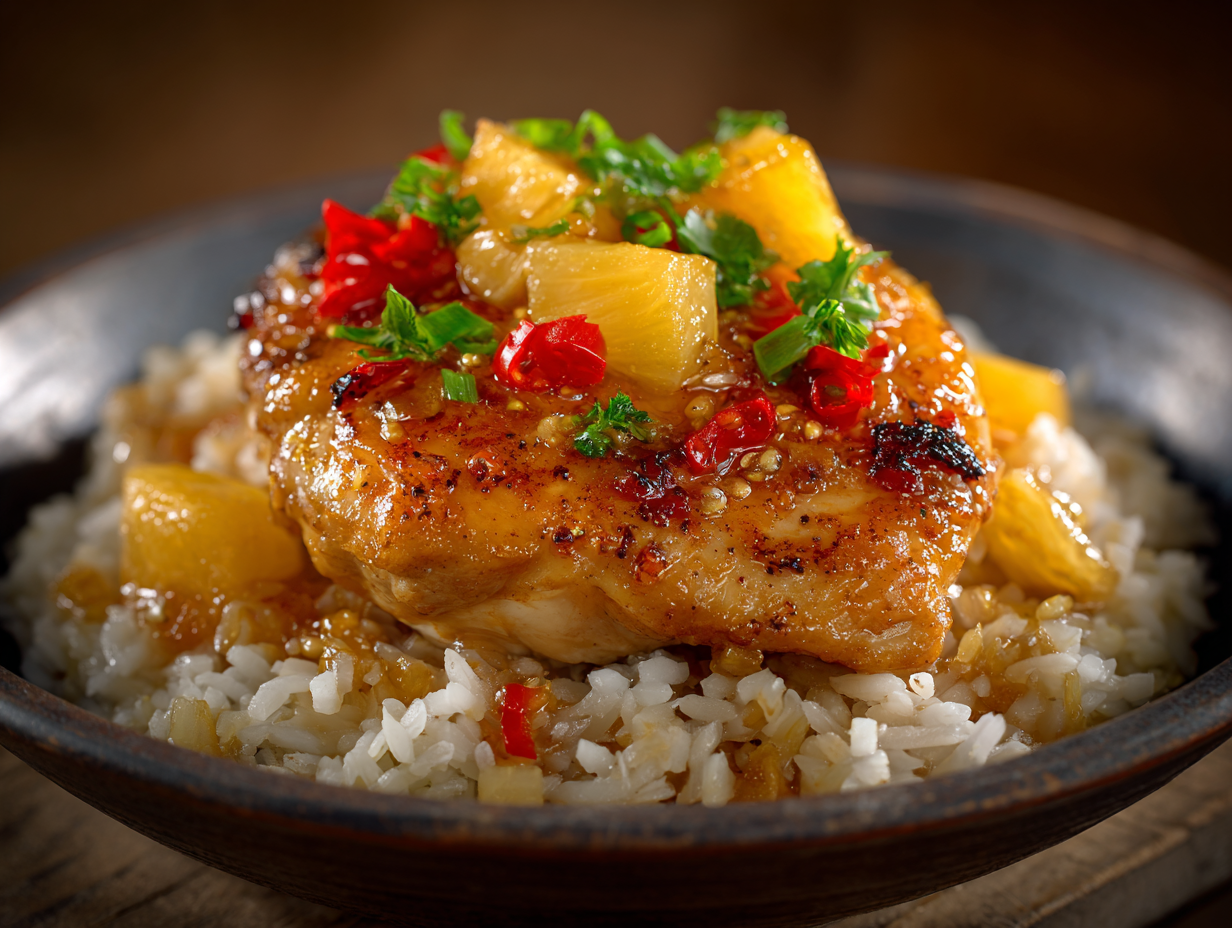 pineapple chicken and rice Recipe