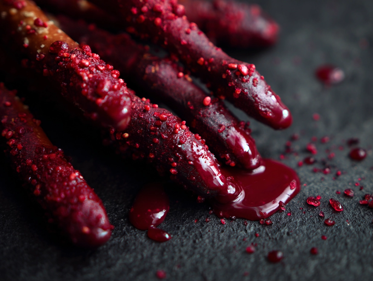 Bloody Witch Finger Pretzels Recipe.