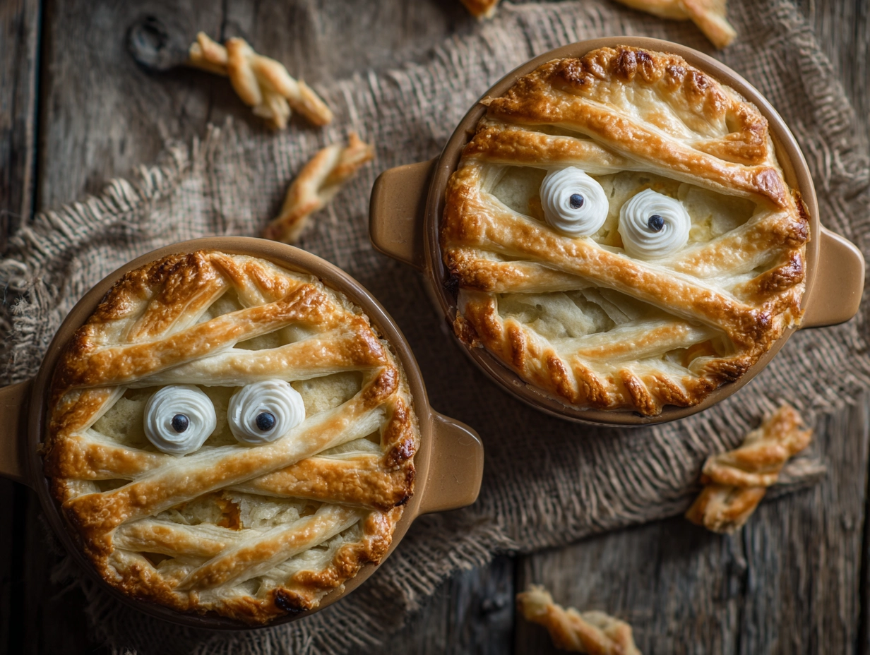 Classic Halloween Mummy Chicken Pot Pies Recipe
