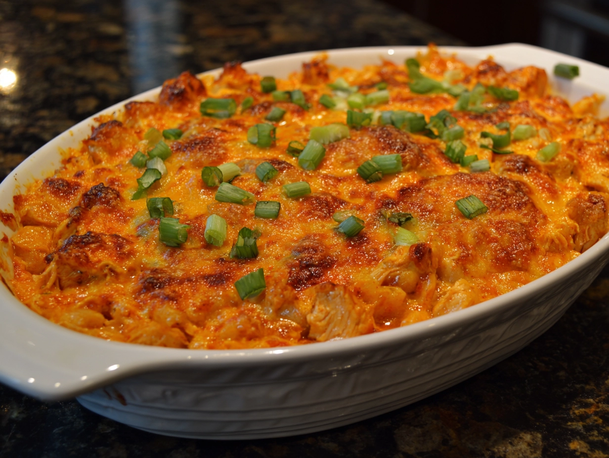 Creamy and Spicy Buffalo Chicken Casserole