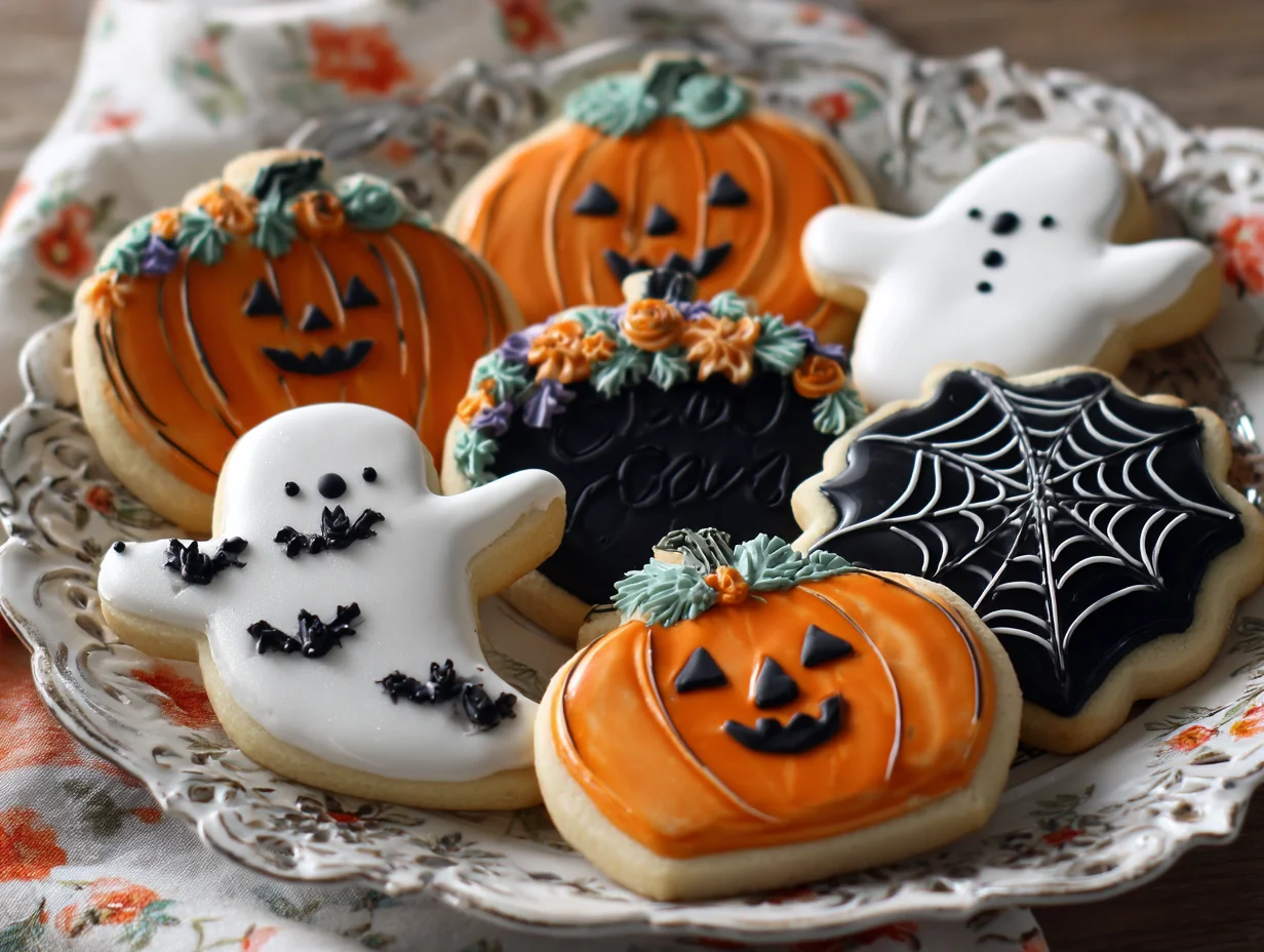 Decorated Soft Halloween Sugar Cookies Recipe.