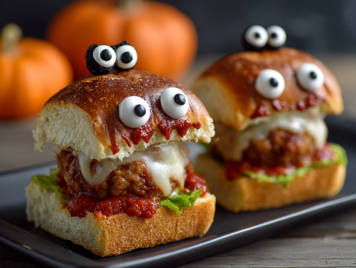 Easy Halloween Monster Meatball Sliders Recipe