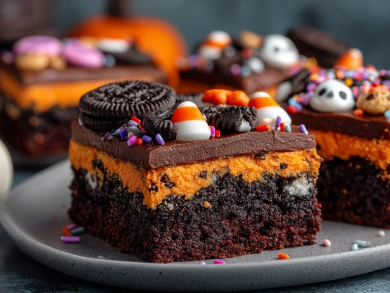 Fudgy Halloween Oreo Stuffed Brownies Recipe.