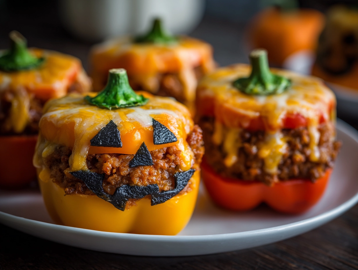 Jack-o’-Lantern Stuffed Peppers..