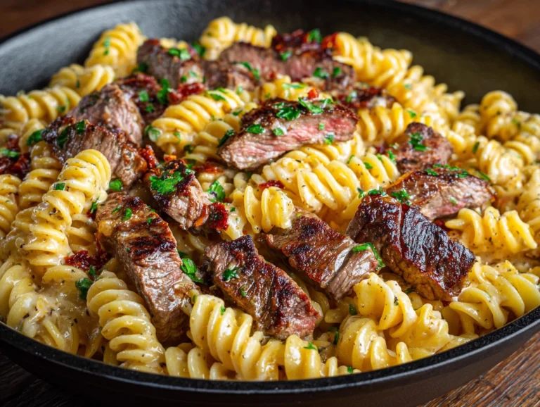 Juicy Steak Pasta with Garlic Butter Sauce