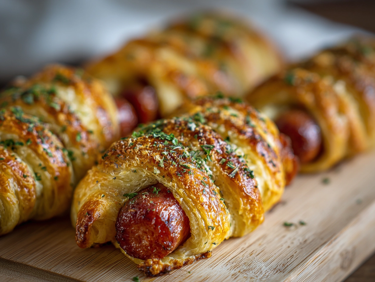 Mummy puff pastry wrapped Sausages