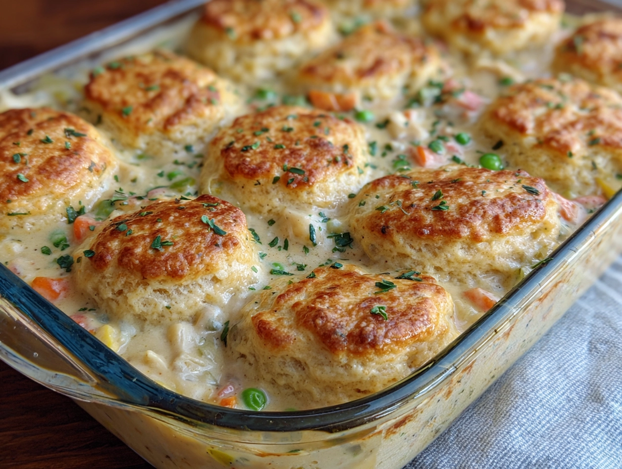East Chicken Pot Pie With Biscuits.