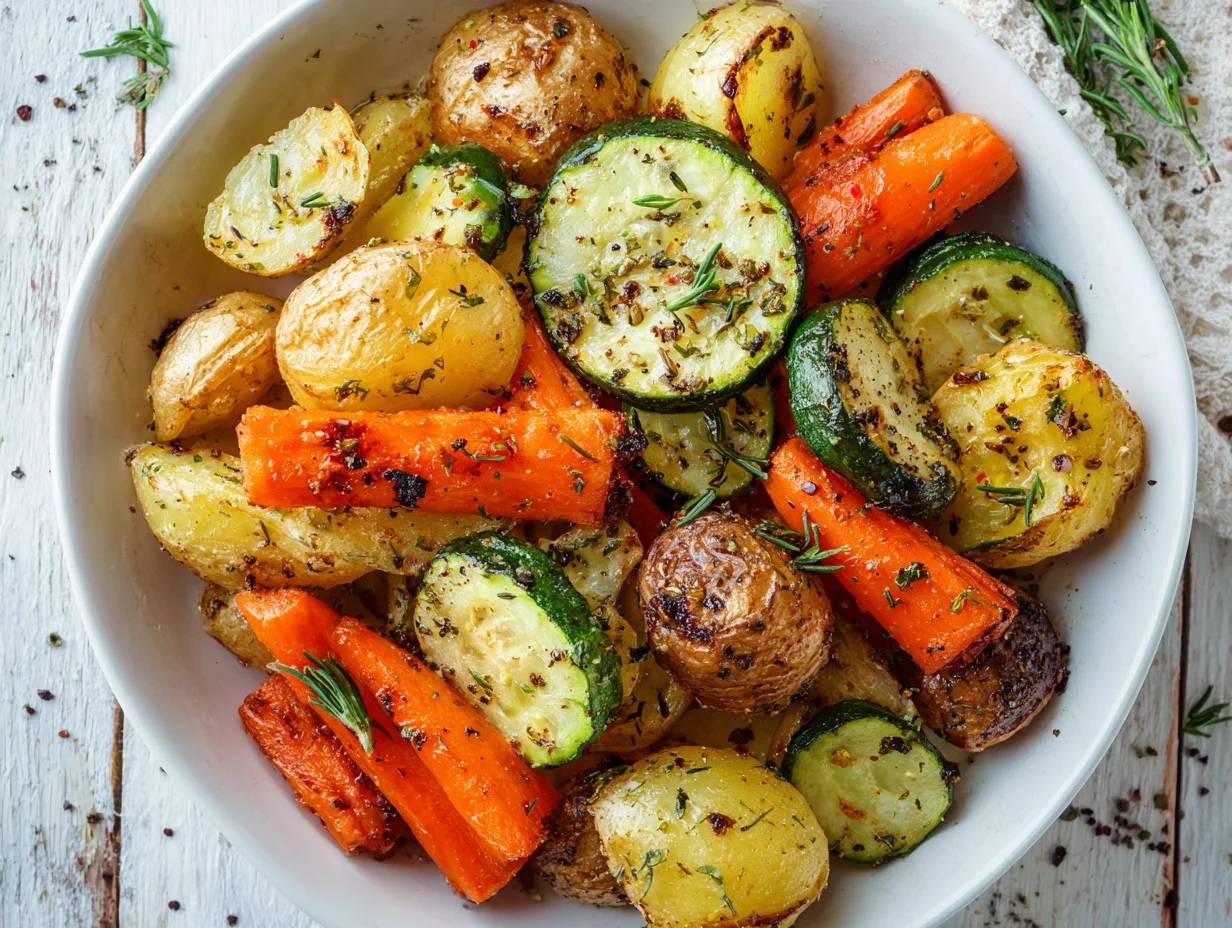 Garlic Herb Roasted Potatoes Carrots and Zucchini