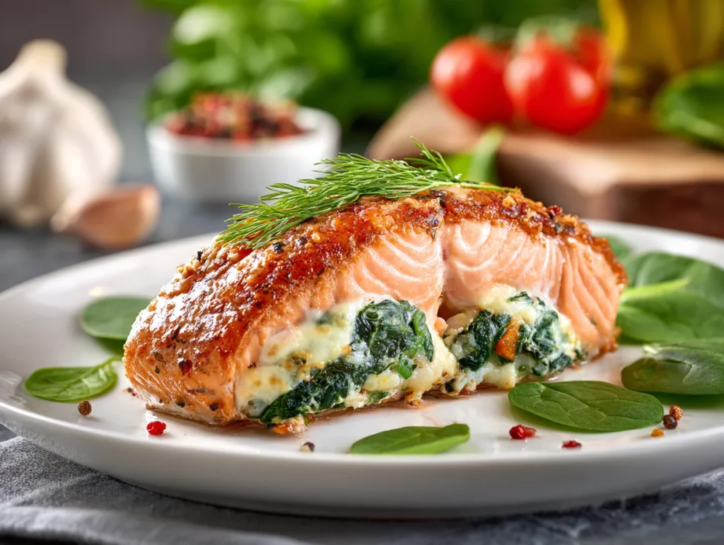 Stuffed Salmon with Spinach and Cheese