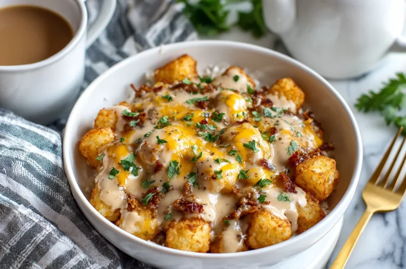 Hearty Tater Tot Breakfast Bowl with Sausage Gravy Recipe