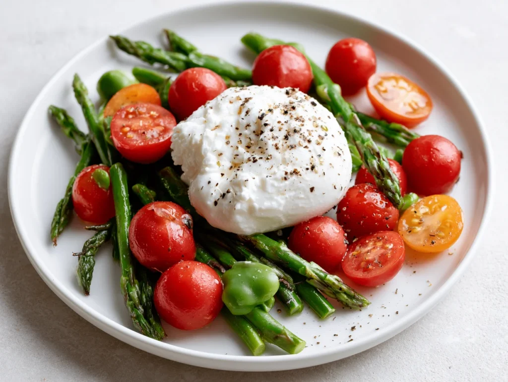 Asparagus Tomato Burrata Salad Recipe