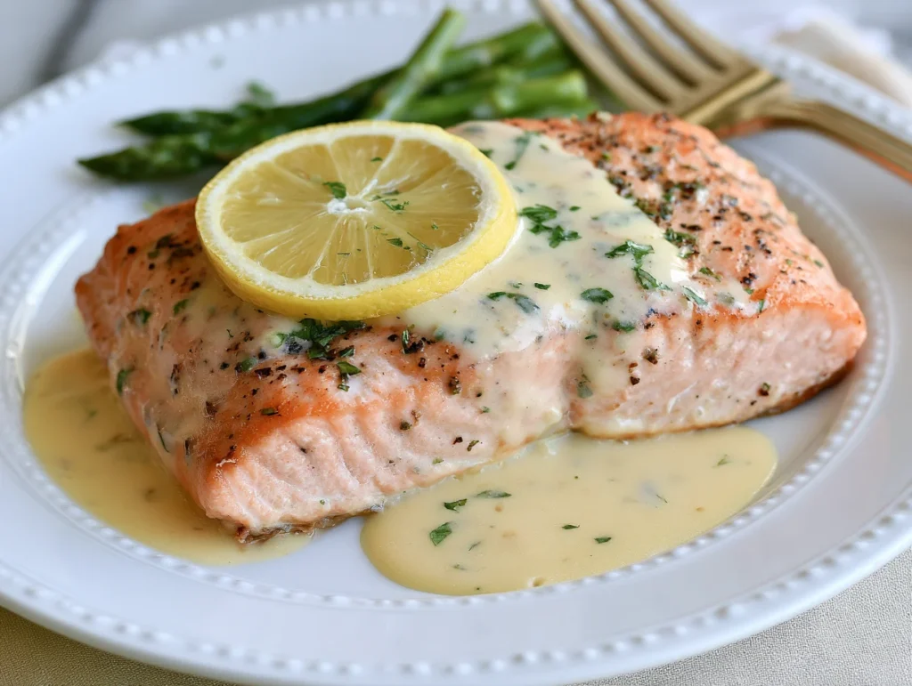 Baked Salmon with Lemon Butter Cream Sauce Recipe