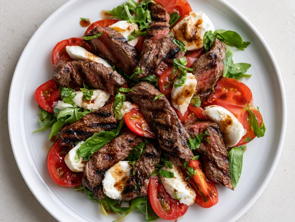 Balsamic Grilled Flank Steak Caprese Recipe