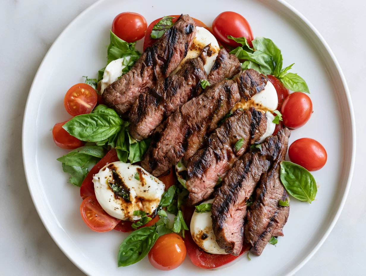 Balsamic Grilled Flank Steak Caprese Recipe