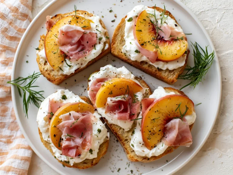 Burrata Crostini with Prosciutto and Peaches Recipe