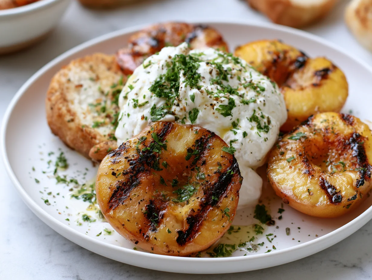 Charred Grilled Nectarines with Burrata Recipe