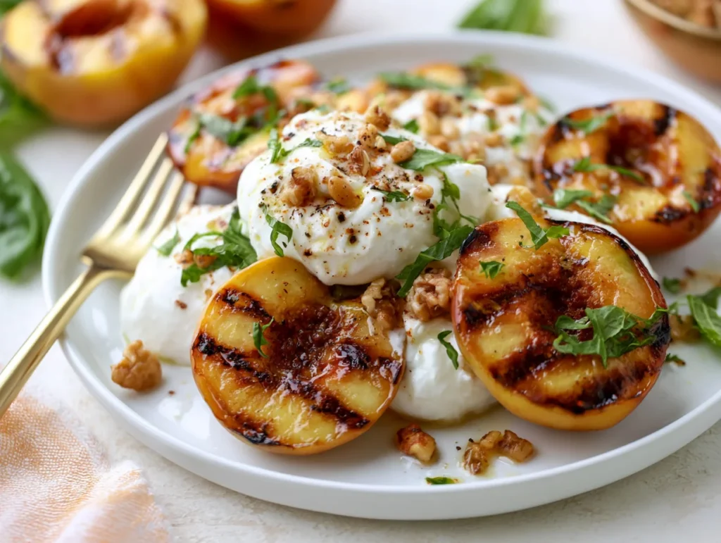 Charred Grilled Nectarines with Burrata Recipe