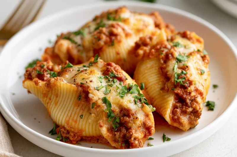 Cheesy Beef Stuffed Shells Recipe