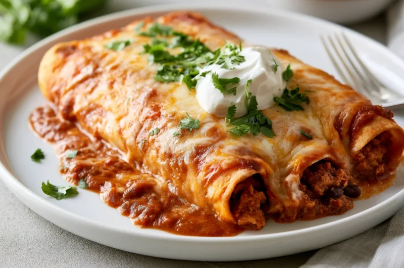 Cheesy Ground Turkey Black Bean Enchiladas Recipe