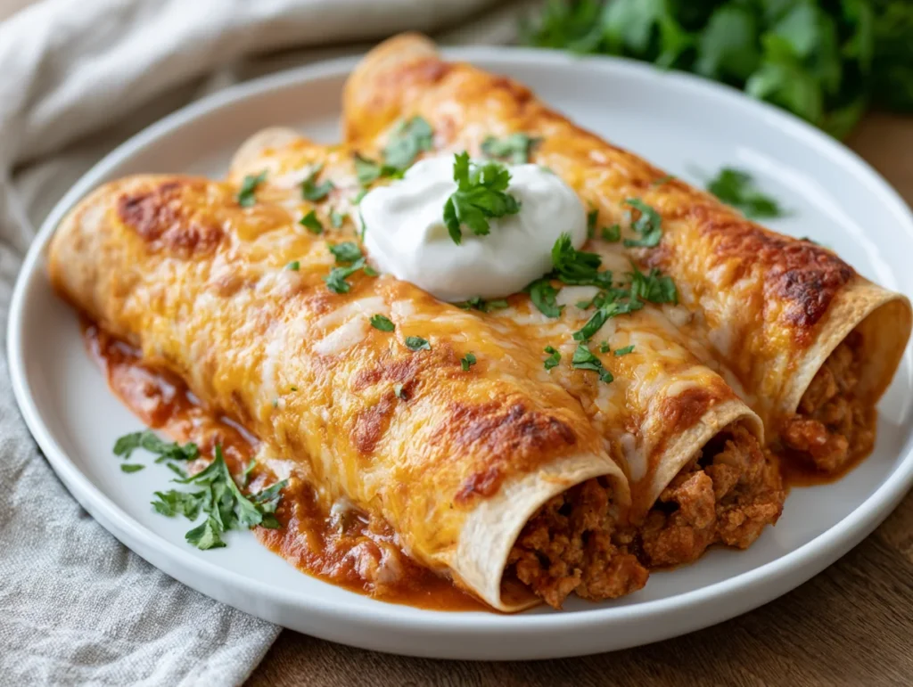 Cheesy Ground Turkey Black Bean Enchiladas Recipe