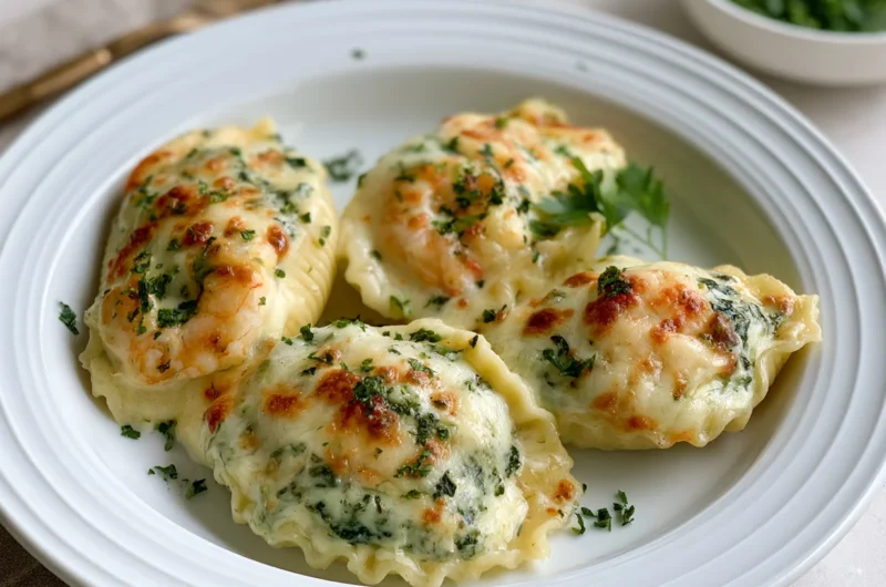 Cheesy Shrimp Spinach Stuffed Pasta Rolls Recipe