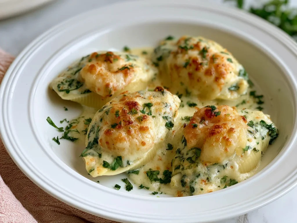 Cheesy Shrimp Spinach Stuffed Pasta Rolls Recipe