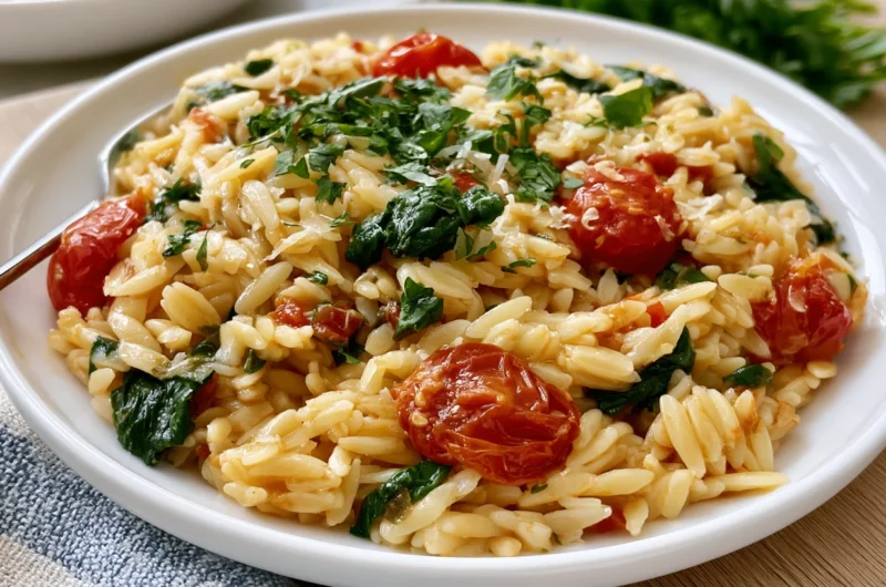 Comforting Spinach Tomato Orzo Pasta Recipe