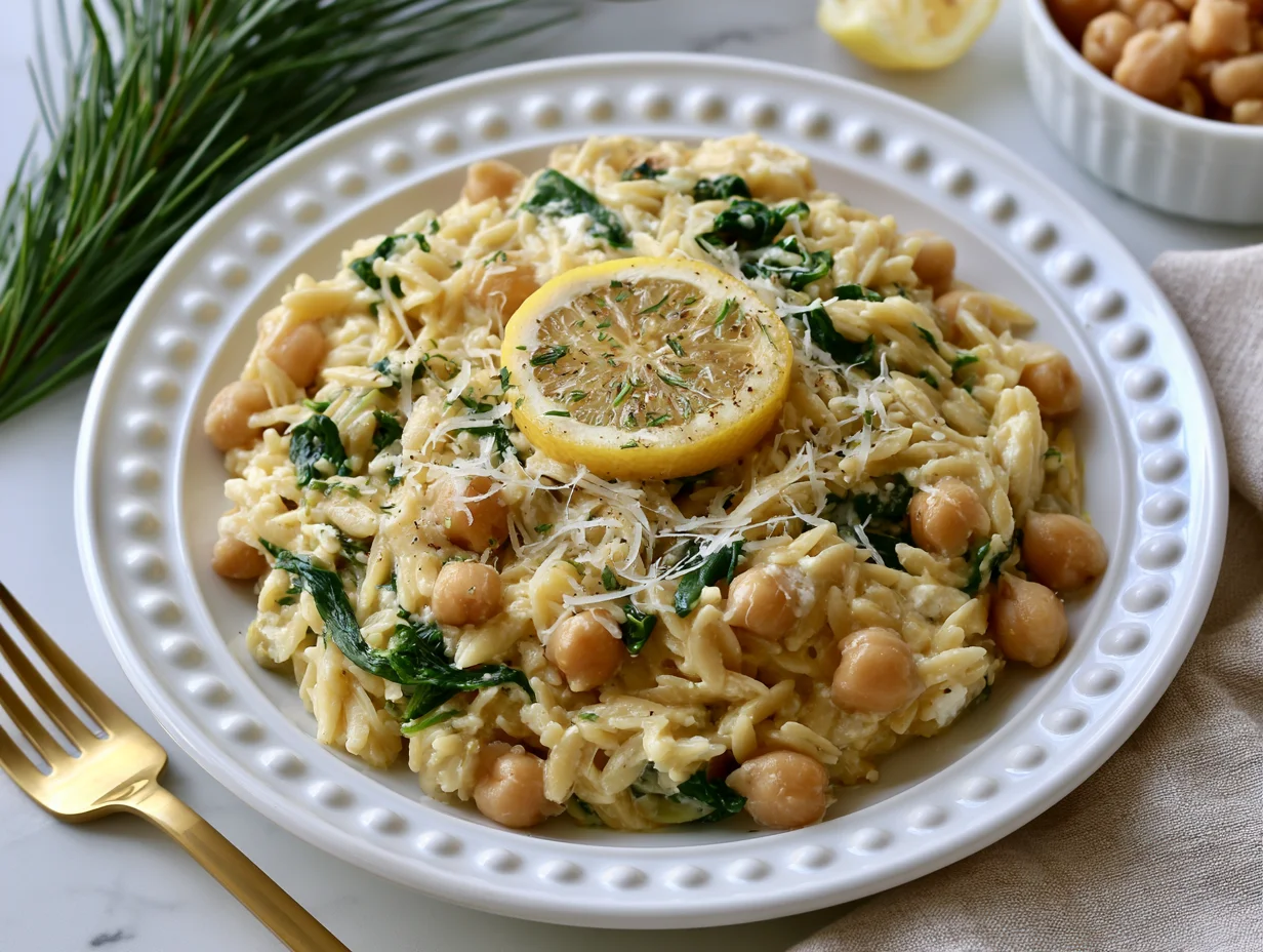Creamy Lemon Ricotta Orzo with Chickpeas Recipe