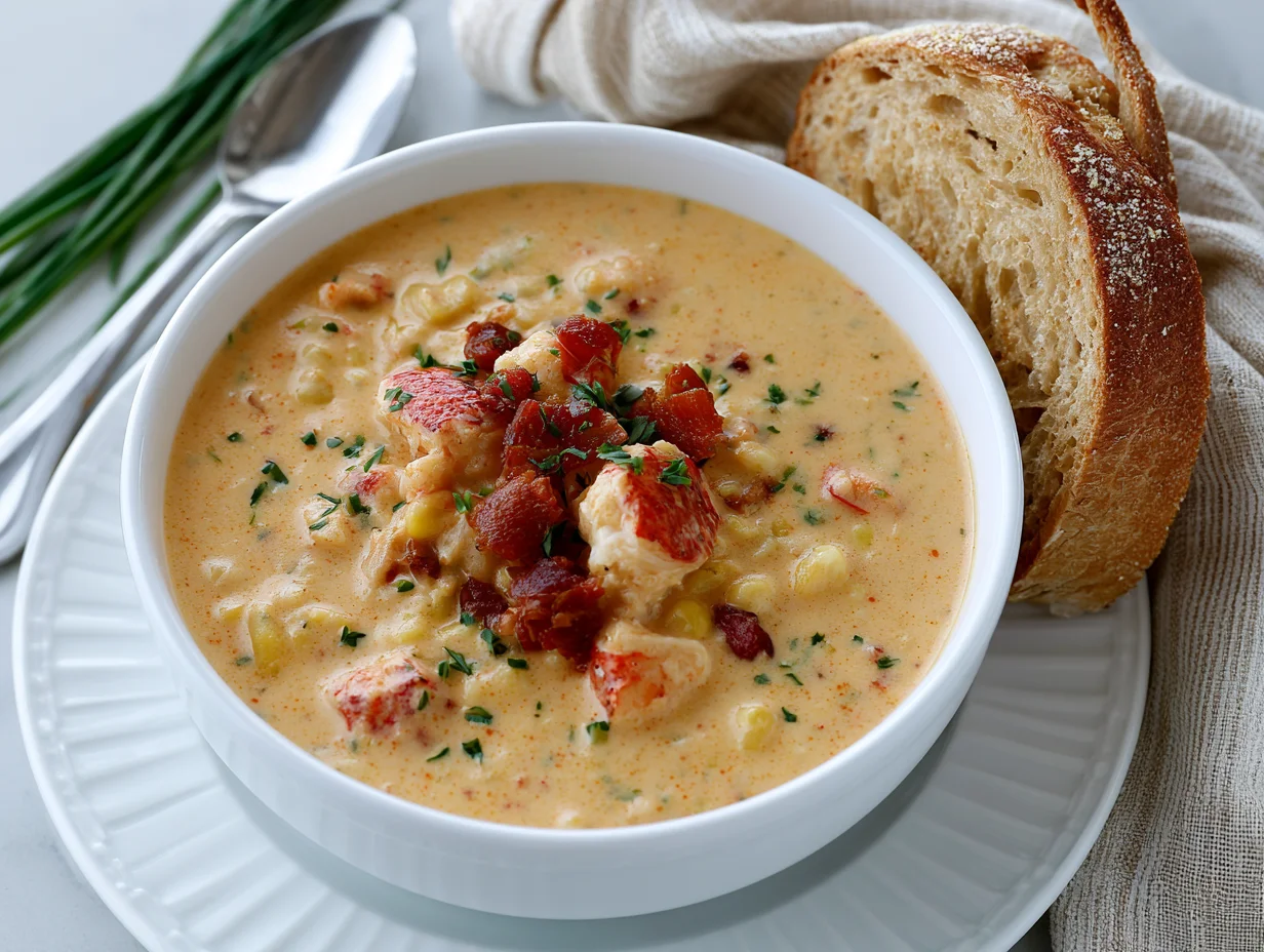 Creamy Lobster Corn Chowder with Bacon Recipe