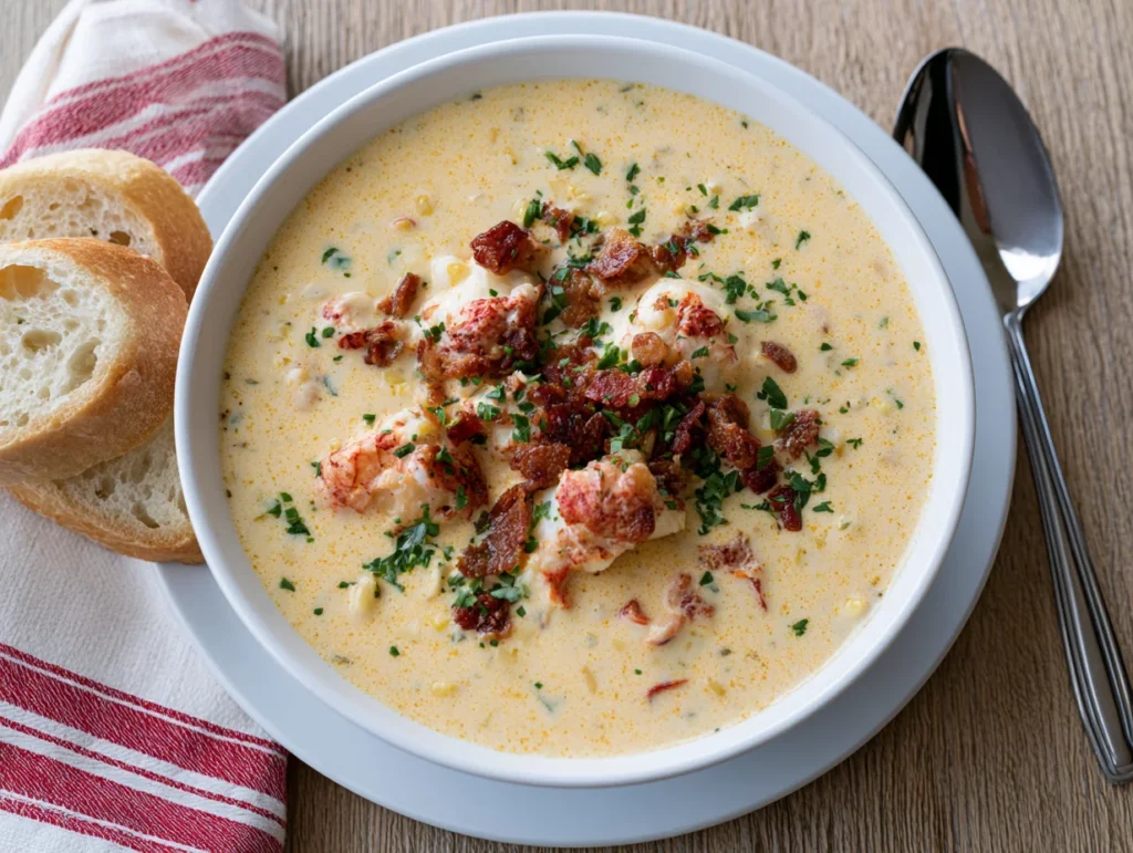 Creamy Lobster Corn Chowder with Bacon Recipe