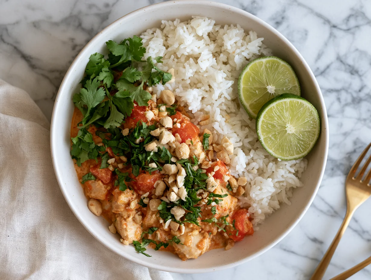 Creamy Thai Peanut Chicken Bowl Recipe